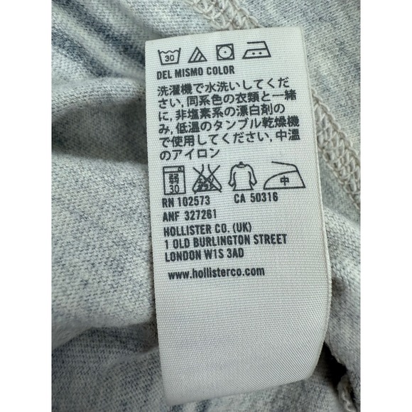 Hollister HCO Gray Striped Long Sleeve Crew Neck T-Shirt Mens Small - Picture 5 of 8